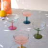 Coupe Glasses with Colored Stems, Set of 4
